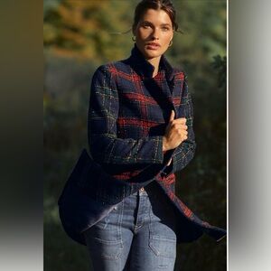 Anthropologie Hutch Longline Plaid Blazer Coat MP